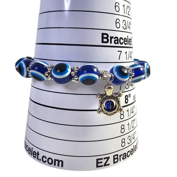 Turtle Evil Eye Bracelet eaded Stretched Friendship Spiritual Protection Good Lu - Picture 3 of 4